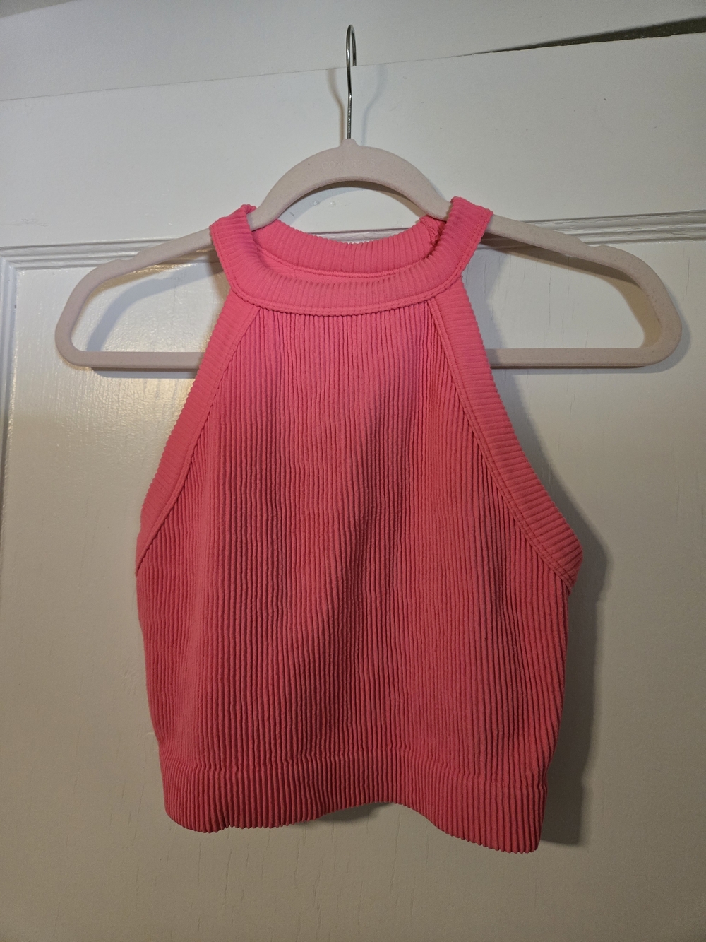 aerie Ribbed Halter Crop Top - Bright Pink